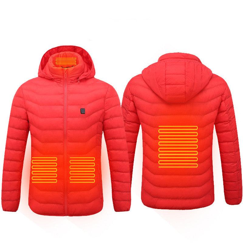 Men Heated Puffer Jacket Electric Heating Coat Insulated Hood Windbreaker - Cruish Home