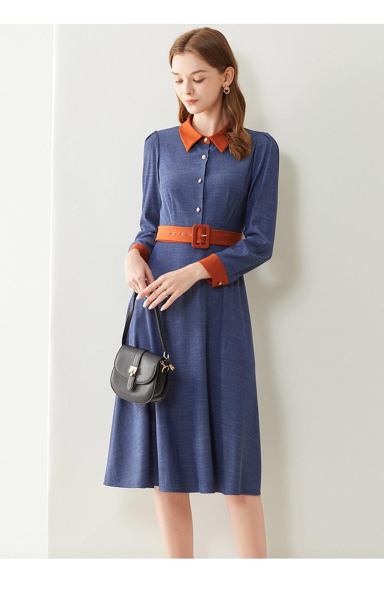 Elegant Slim-fit Long Sleeve Work Clothes Shirt Dress - Cruish Home