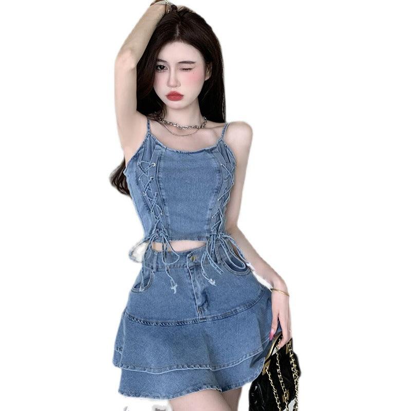 Suspender Top Temperament Slim Skirt Two Piece Women's - Cruish Home