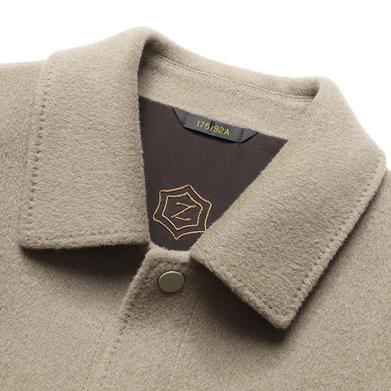 Autumn And Winter Handmade Double-faced Woolen Goods Wool Polo Collar Jacket