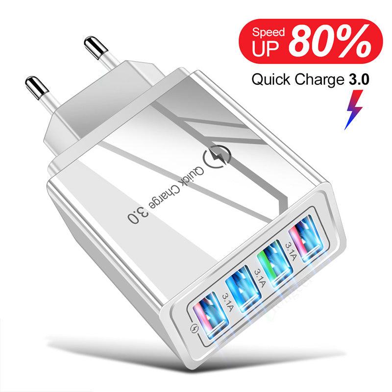 USB Charger Quick Charge 3.0 4 Phone Adapter For Tablet Portable Wall Mobile Charger Fast Charger - Cruish Home