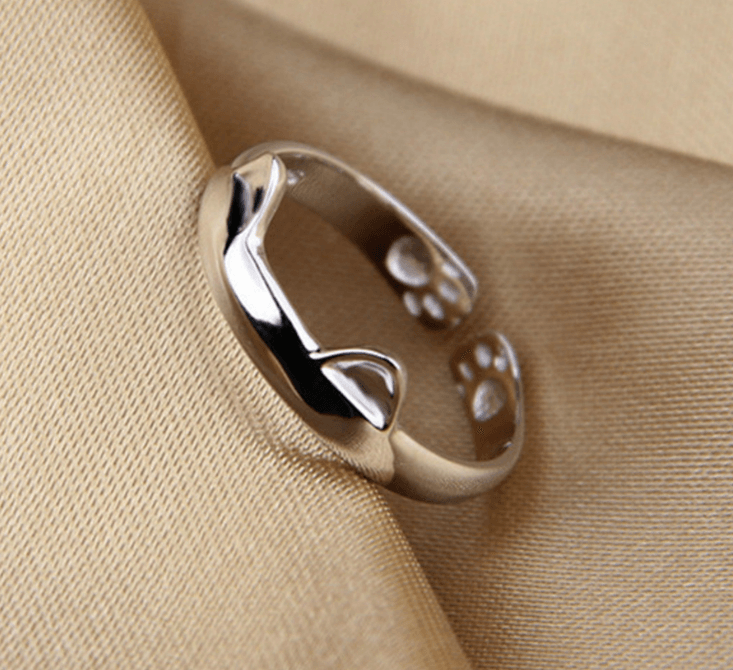 Cat Ring in 14k White Gold Plate - Cruish Home