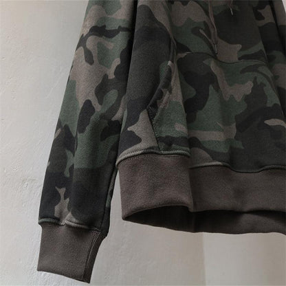 Spring And Autumn Pure Cotton Terry Plus Size Loose Pullover Hooded Long Sleeves Camouflage Sweater Women - Cruish Home