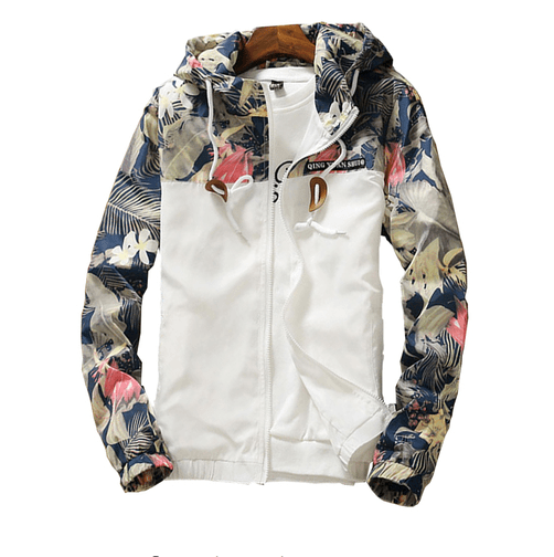 Spring Summer New Men Light Floral Print Hooded Jacket Fashion Trend Flower Coat Hoodies - Cruish Home