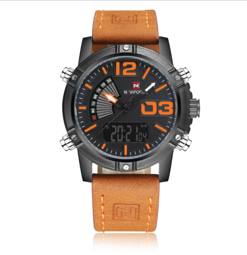 Leather Band Fashion Sport Quartz Watch For Men