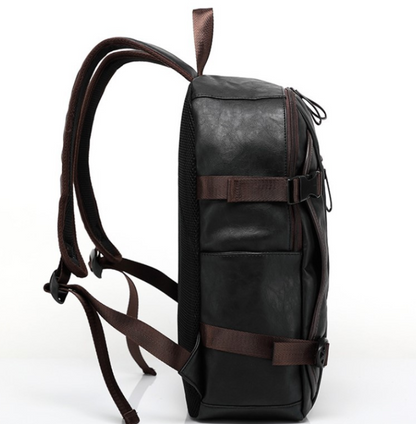 Large Fashion Style Leather Outdoor Backpack For Young Men