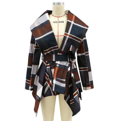 Woolen coat autumn and winter women's Plaid - Cruish Home