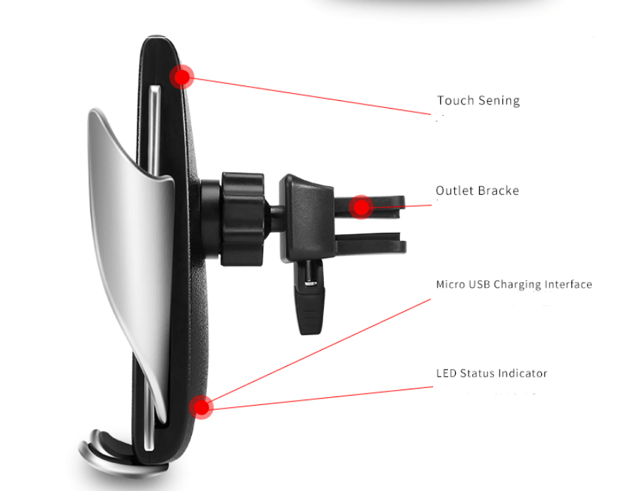 Car Wireless Charger 10W Induction Car Fast Wireless Charging With Car Phone Holder S5 - Cruish Home