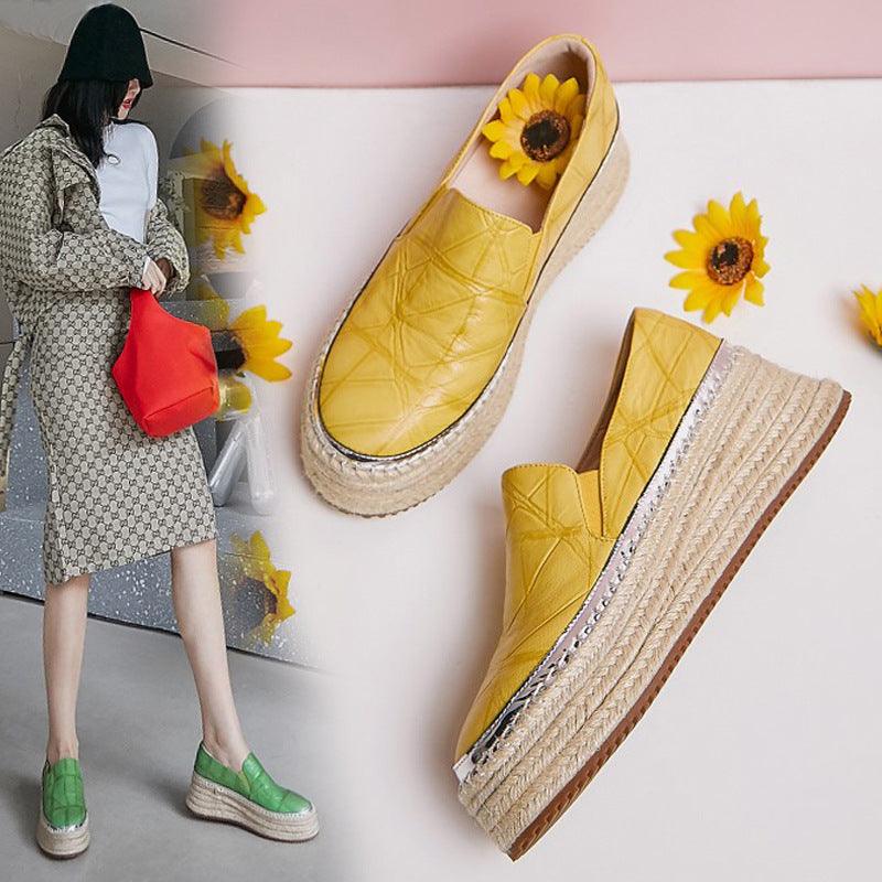 Lazy Single Shoes Yellow High Heel One Pedal Fisherman Shoes - Cruish Home