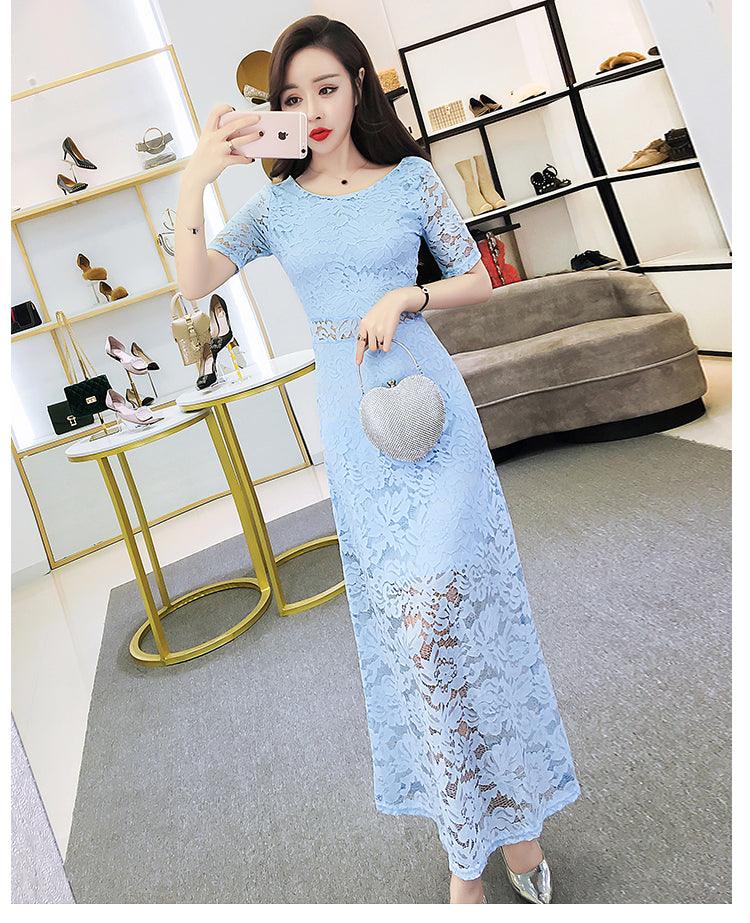 Temperament Slim Slim Sexy Long-sleeved Lace Dress - Cruish Home