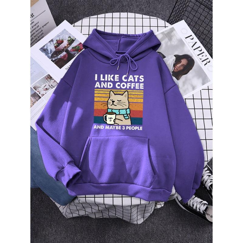 I Like Cats And Coffee Printed Women Hoody - Cruish Home