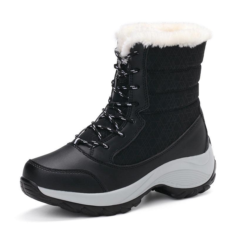 Plus velvet high-top women's shoes waterproof snow boots - Cruish Home