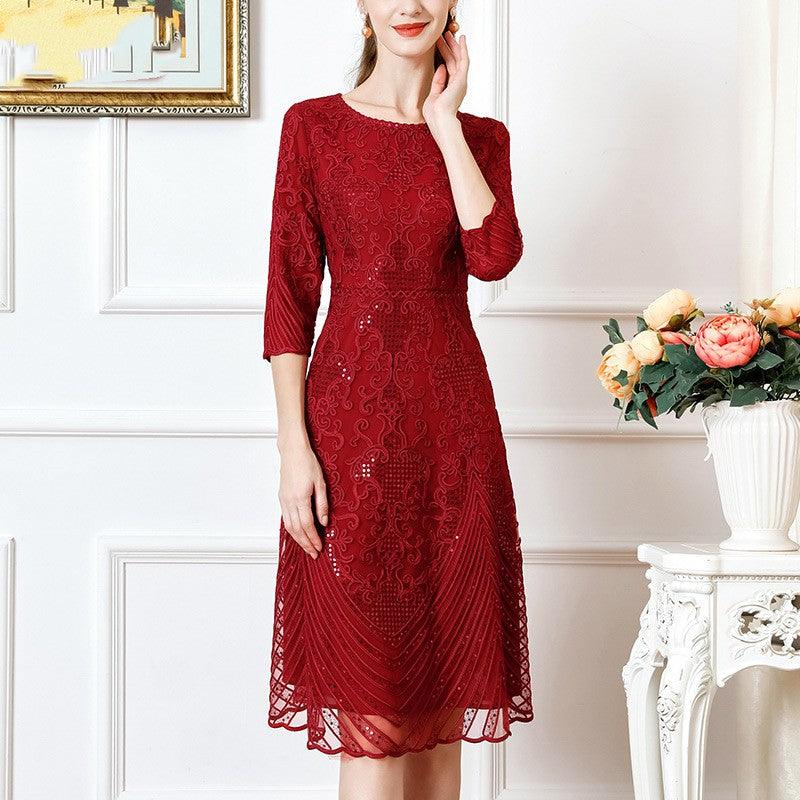 Embroidered Waist Slimming Noble Dress For Women - Cruish Home