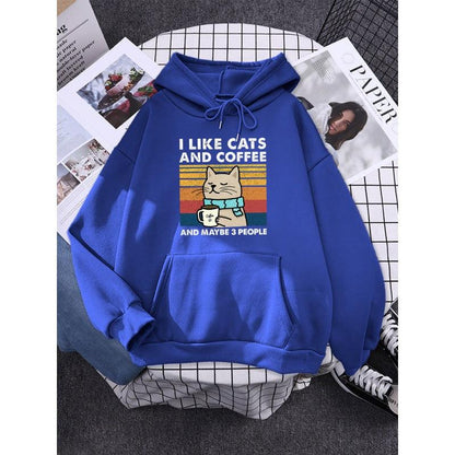 I Like Cats And Coffee Printed Women Hoody - Cruish Home