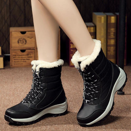 Plus velvet high-top women's shoes waterproof snow boots - Cruish Home