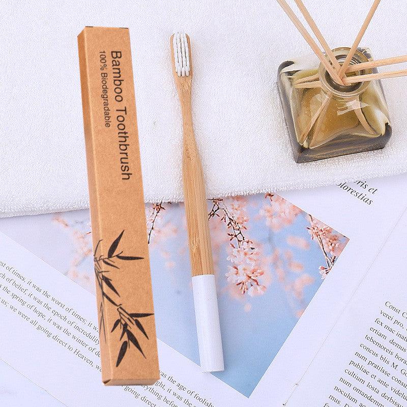 Natural bamboo handle round bamboo toothbrush - Cruish Home