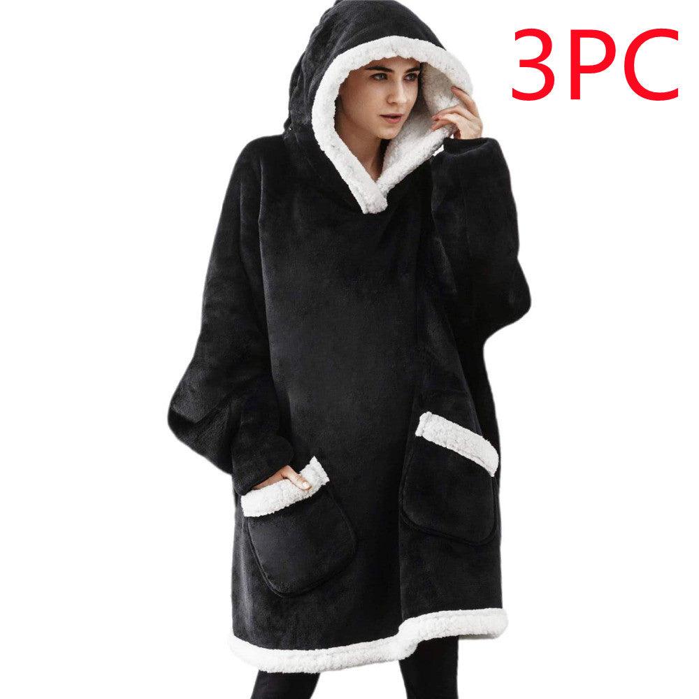 Lazy Pullover Pajamas Women's Thermal Clothes Lambswool TV Blanket Hug Hoodie TV Cold Protective Clothing - Cruish Home