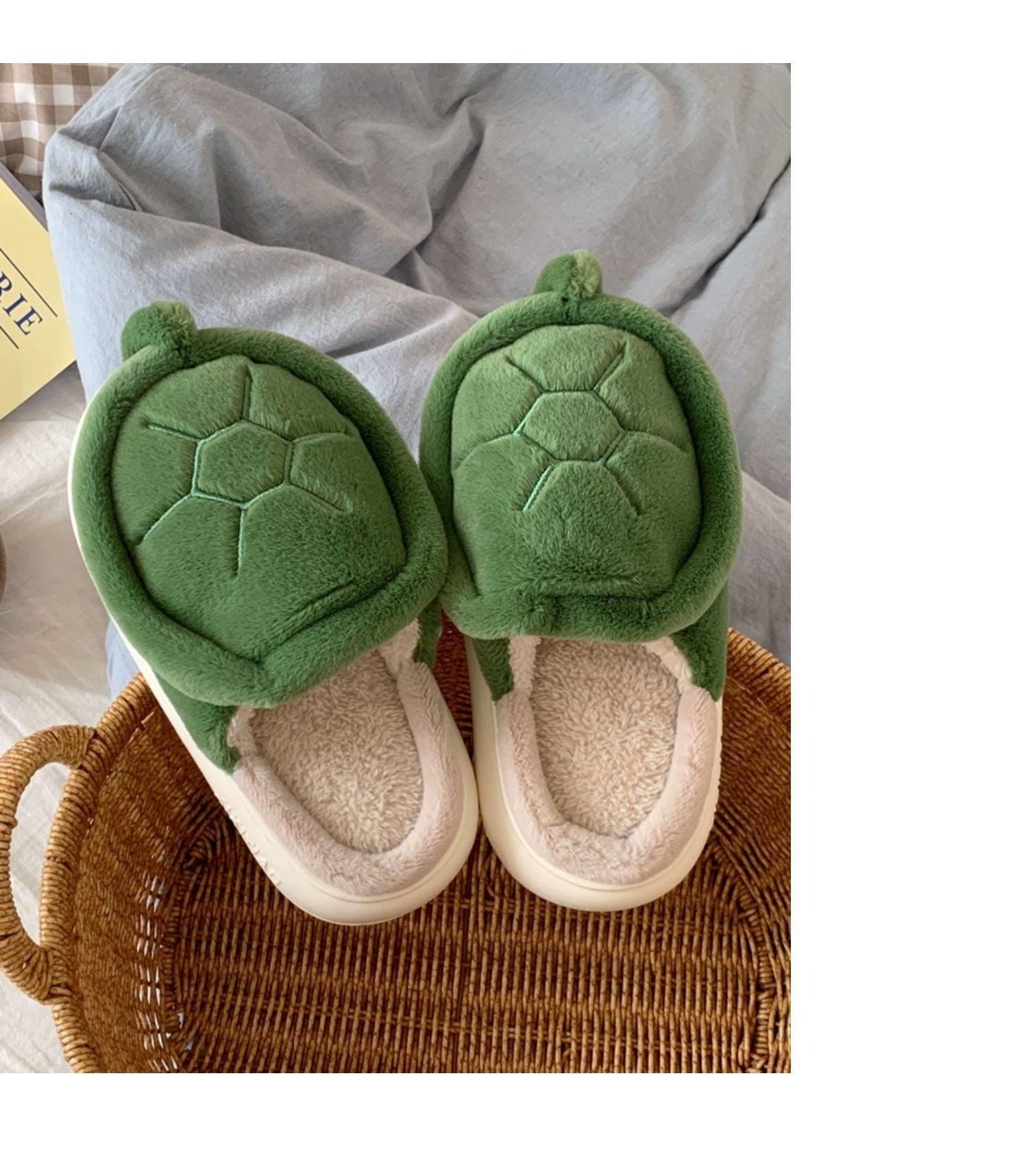 Fleece-lined Creative Little Turtle New Soft Soled Cotton Slipper - Cruish Home