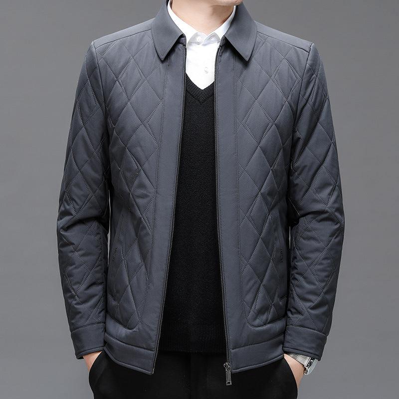 Thin Cotton-padded Jacket Middle-aged And Elderly Men's Cardigan Solid Color Plus Size Coat - Cruish Home