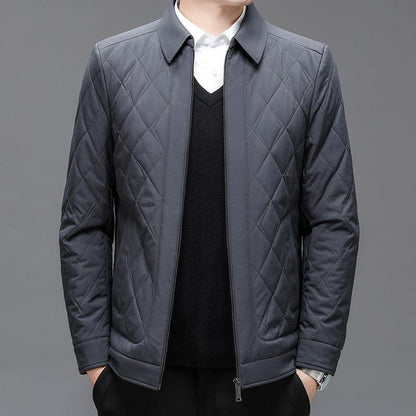 Thin Cotton-padded Jacket Middle-aged And Elderly Men's Cardigan Solid Color Plus Size Coat - Cruish Home