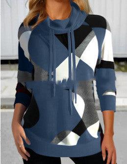 Women's Fashion Printing Turtleneck Sweater - Cruish Home