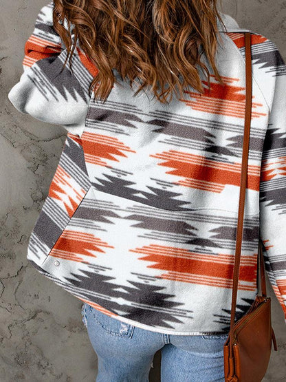 European And American Leisure Loose Geometric Print Jacket For Women - Cruish Home