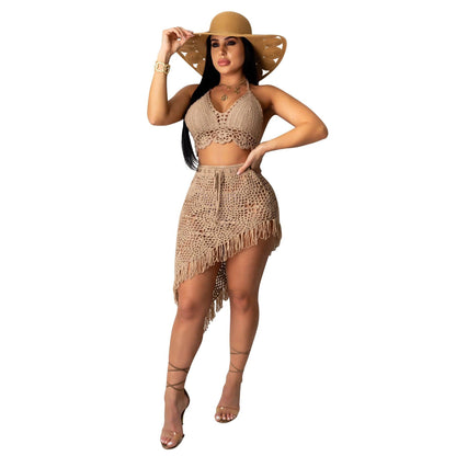 Women's Crochet Tassel Casual Suit - Cruish Home