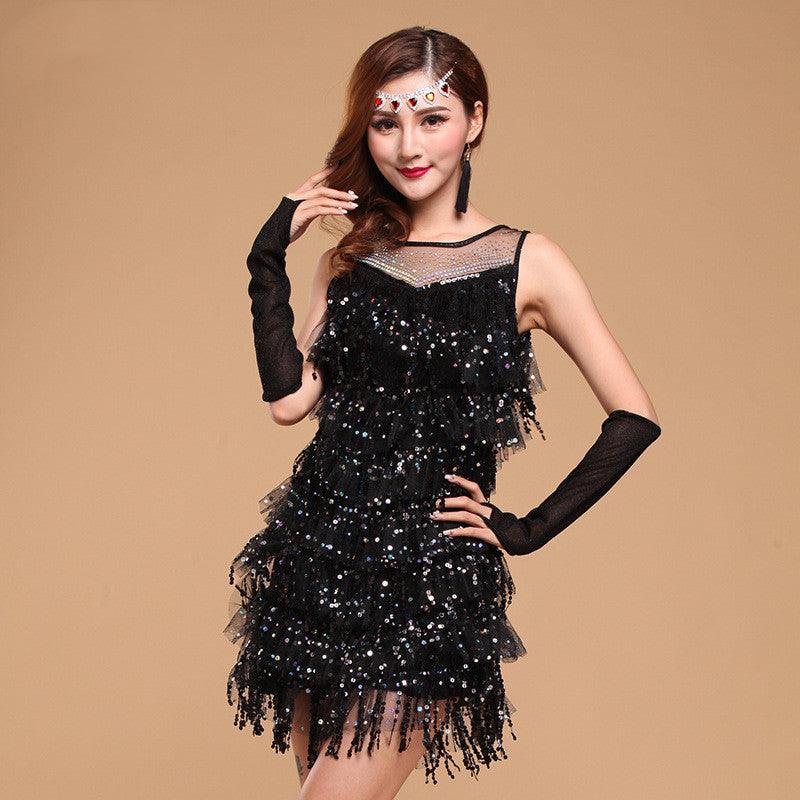 Adult Performance Dance Sequin Fringe Dress Latin Dance Suit - Cruish Home