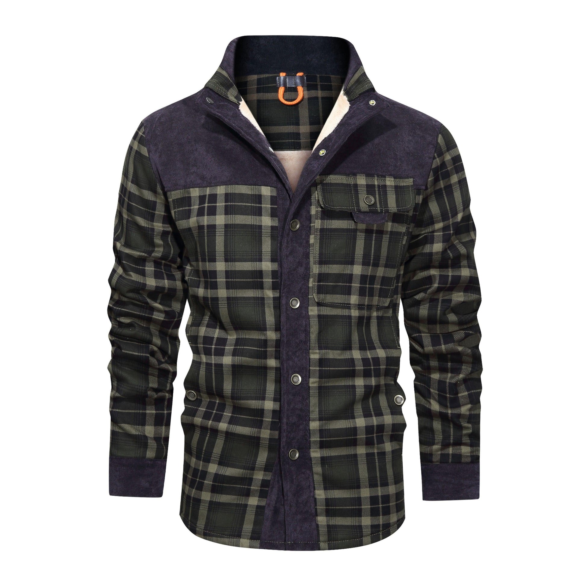 Thickened Shirt Jacket With Classic Plaid Fuzzy Fleece Lining Inside Design - Cruish Home