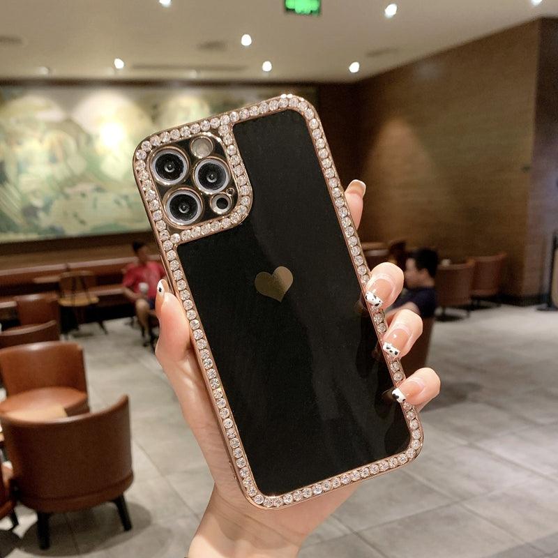 Phone Case Accessories Love Crystal Diamond Edge Electroplating Protective Cover - Cruish Home