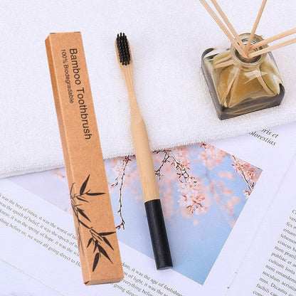 Natural bamboo handle round bamboo toothbrush - Cruish Home