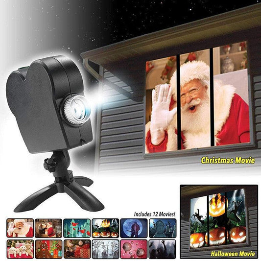 Halloween Christmas Laser Projector 12 Movies Disco Light Mini Window Home Theater Projector Indoor Outdoor Projector - Cruish Home