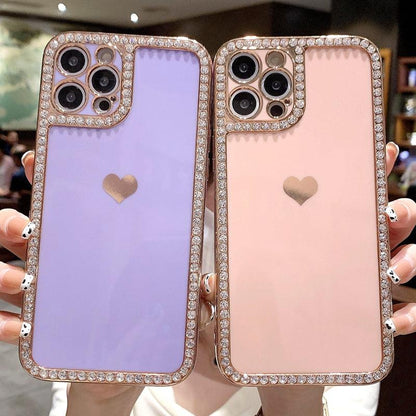 Phone Case Accessories Love Crystal Diamond Edge Electroplating Protective Cover - Cruish Home