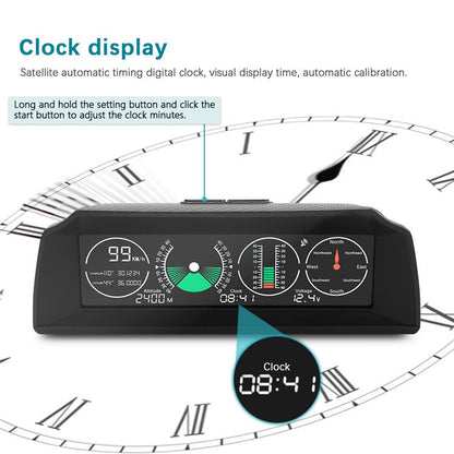 GPS GO 2 Universal Car HUD Monitoring Speed Level Gradient Compass