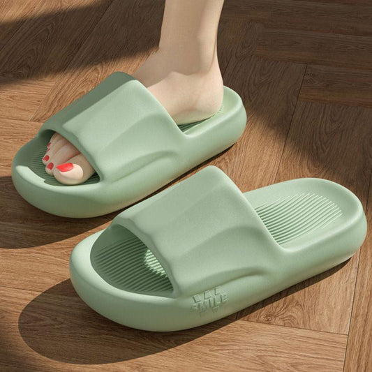 New Solid Striped Peep-toe Home Slippers Women Men House Shoes Non-slip Floor Bathroom Slippers For Couple - Cruish Home