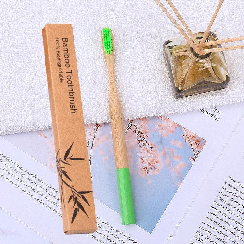 Natural bamboo handle round bamboo toothbrush - Cruish Home