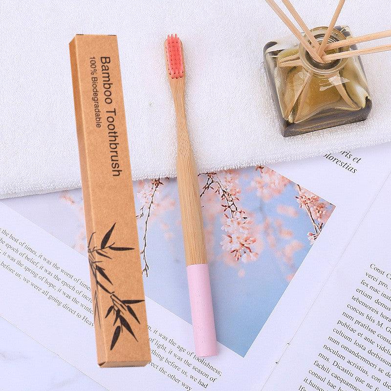 Natural bamboo handle round bamboo toothbrush - Cruish Home