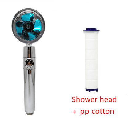 Shower Head Water Saving Flow 360 Degrees Rotating With Small Fan ABS Rain High Pressure Spray Nozzle Bathroom Accessories - Cruish Home