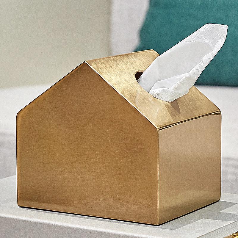 Brass Metal Small House Tissue Box - Cruish Home