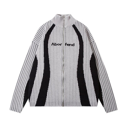 Men's Fashion Stripe Knitted Sweater Coat - Cruish Home