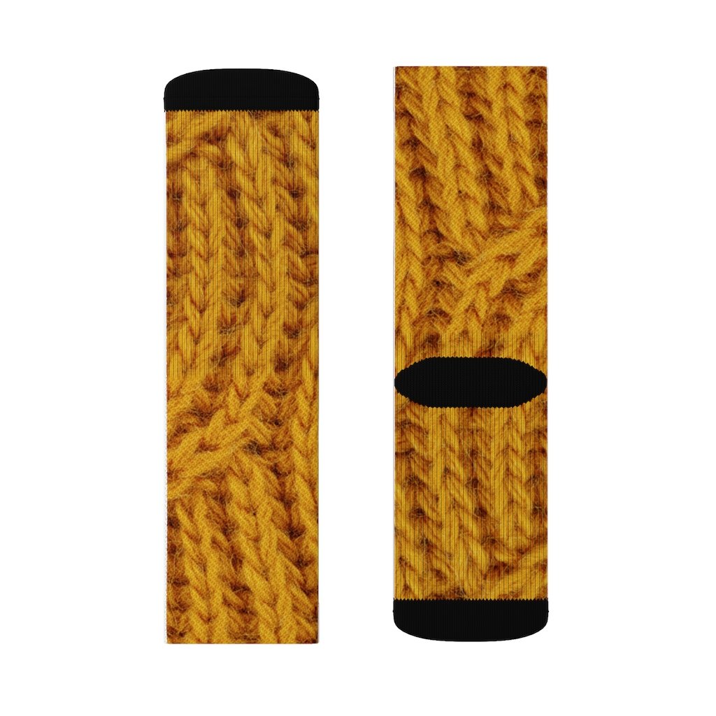 Mustard Print Wool Fun Novelty Socks