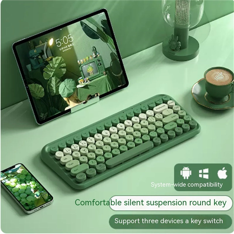 Three Mode Bluetooth Keyboard And Mouse Set Wireless Brain Laptop Girls Office Tablet