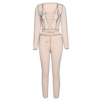 Sexy Hollow Tie Fashion High Waist Skinny Suit - Cruish Home