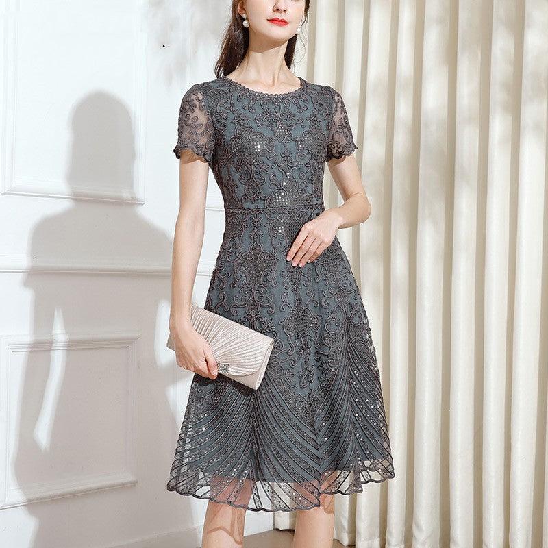 Embroidered Waist Slimming Noble Dress For Women - Cruish Home