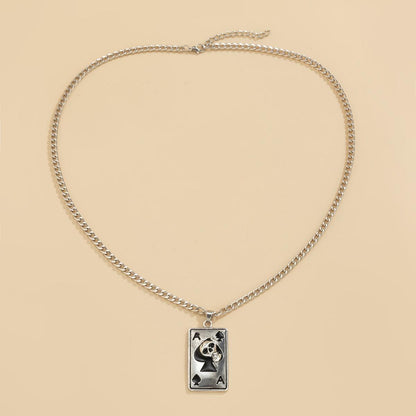 Trendy Hip Hop Letter Poker Square Necklace - Cruish Home