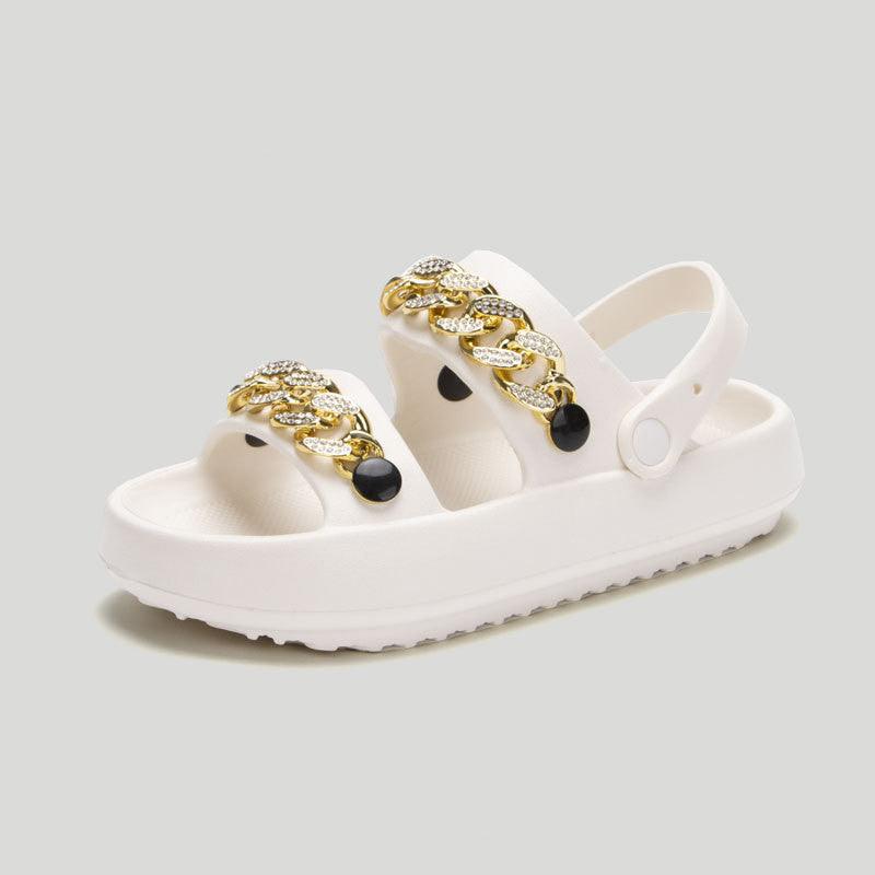 Chains Thick-soled Slippers For Women Indoor Floor House Shoes Summer Outdoor EVA Sandals Two-wearing Beach Shoes - Cruish Home