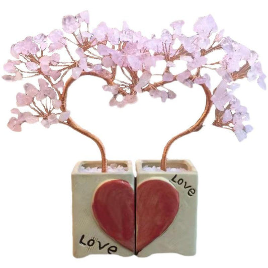 Shuangpin Love Crystal Tree Lovers Love Gift Ornaments Natural Semi-precious Stones Crafts - Cruish Home