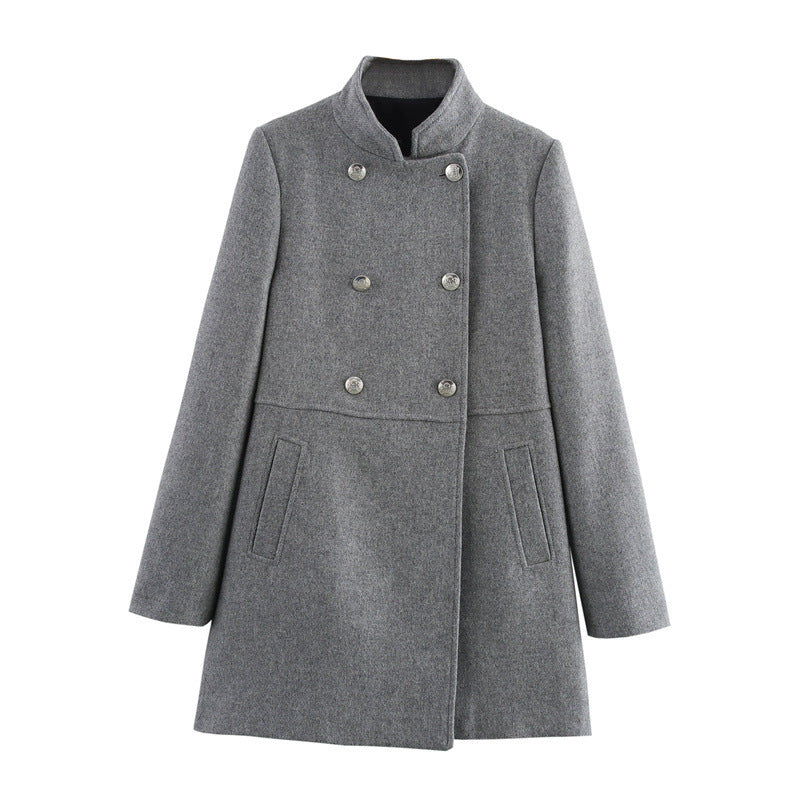 Fashion Blended Double Breasted Coat Coat For Women