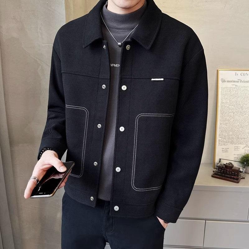 Men's Thickened Fashion All-matching Polo Collar Jacket Casual Coat Top - Cruish Home