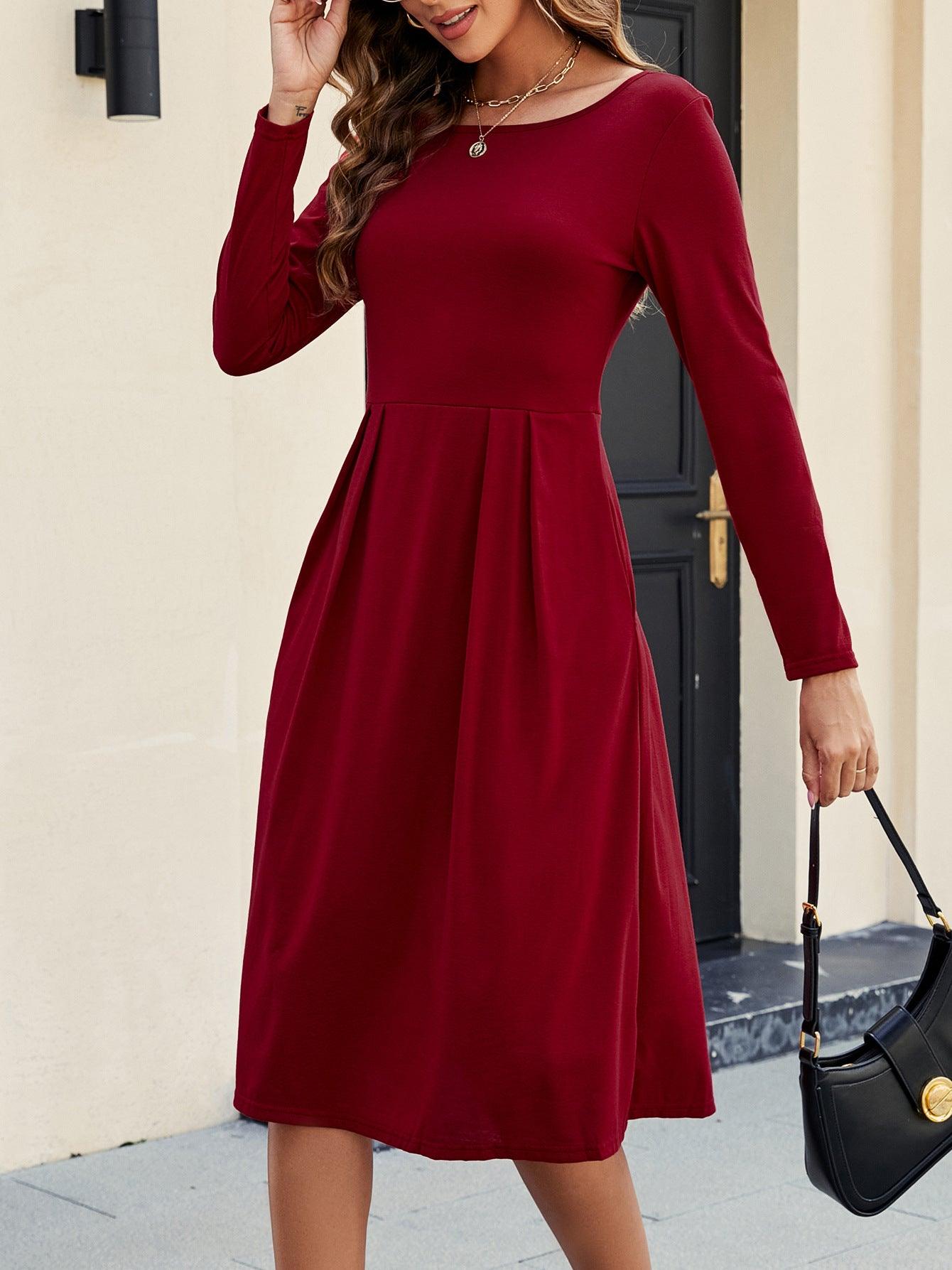 Fashion Casual Round-neck Long-sleeved Dress - Cruish Home